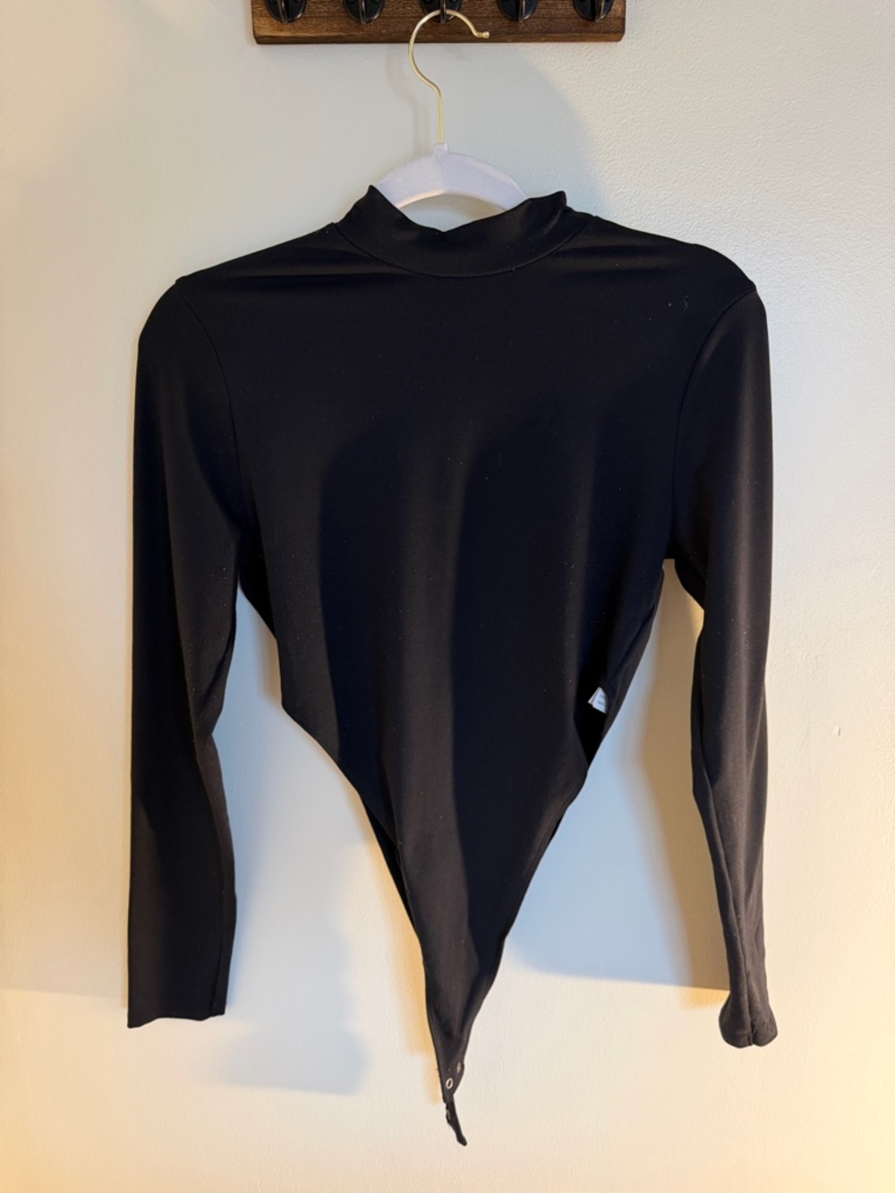 Abercrombie & Fitch Black Long-Sleeve Mock-Neck Bodysuit